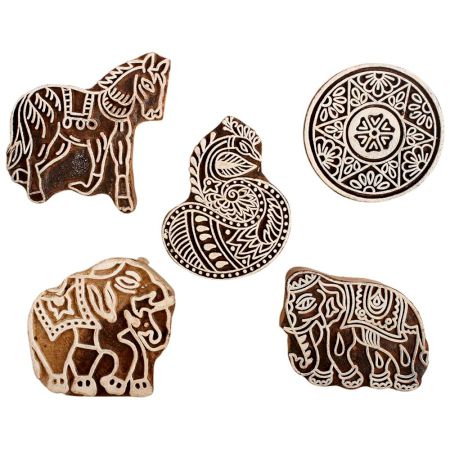 Set of 5 Piece New Mix Wooden Printing Block